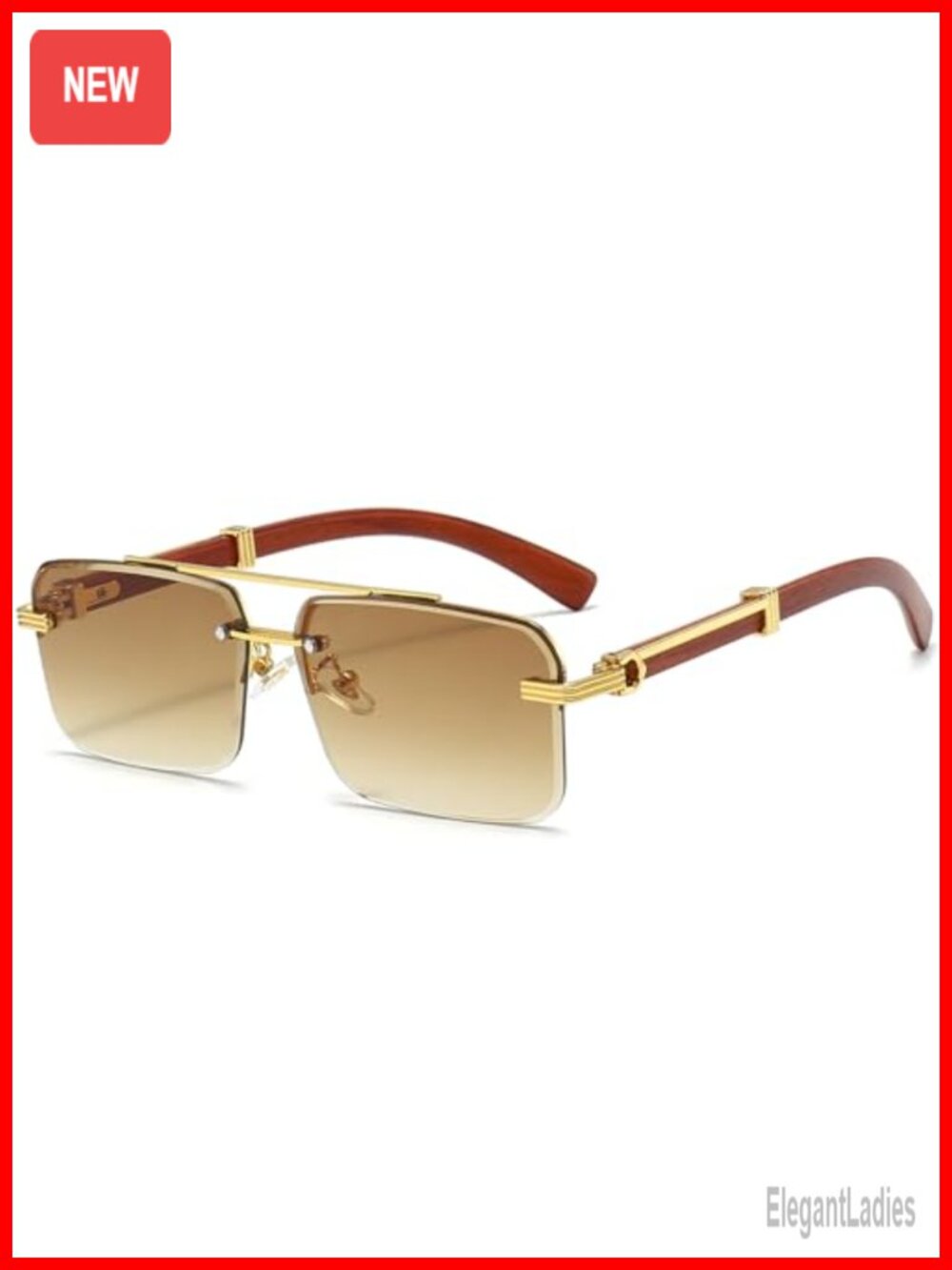 Rimless Square Sunglasses Frameless Retro Tinted Shades